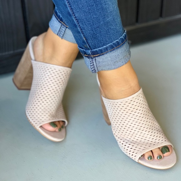 Kobe Perforated Nubuck Leather Open Toe Mule - Picture 2 of 6